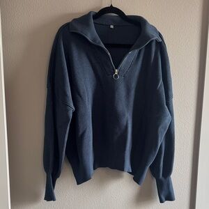 Amazon Women's Dark Blue Zip-Up Sweater